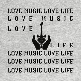 LOVE MUSIC LOVE LIFE - Guitar Cross T-Shirt